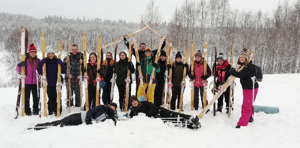 Wintersport studenten
